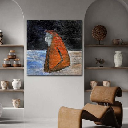 Black and Red Minimalist Abstract Art Black and Red Textured Paintings for Sale Wabi-Sabi Wall Art