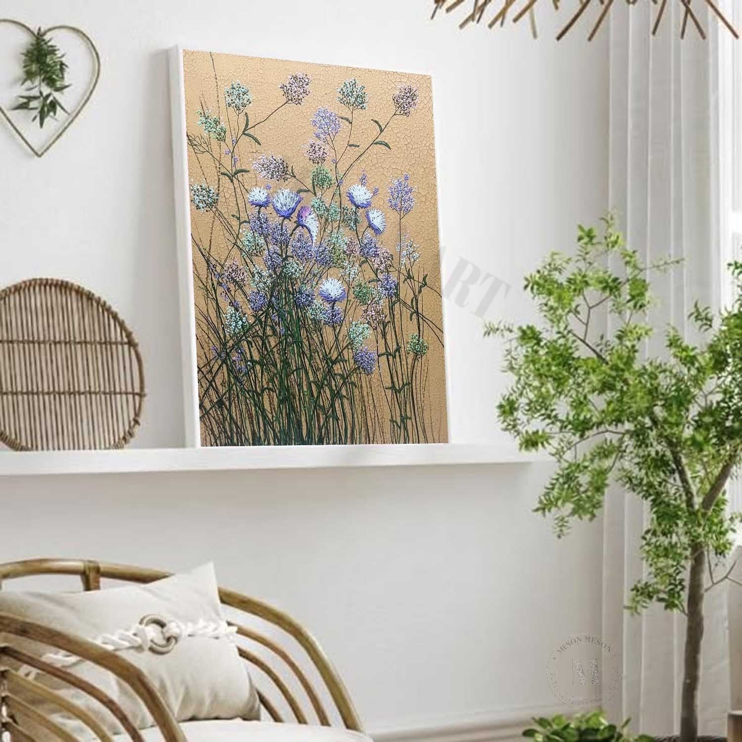 Blue Flower Texture Painting Blue Flower Art On Canvas Flower Decoration Wall Painting