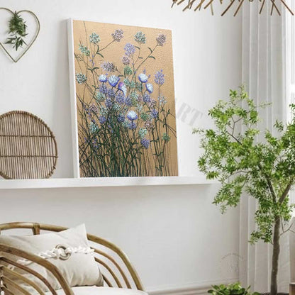 Blue Flower Texture Painting Blue Flower Art On Canvas Flower Decoration Wall Painting