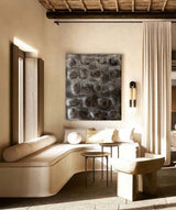 3D Gray and Black Textured Abstract Canvas Art Wabi-Sabi Wall Art Heavy Textured Acrylic Paintings