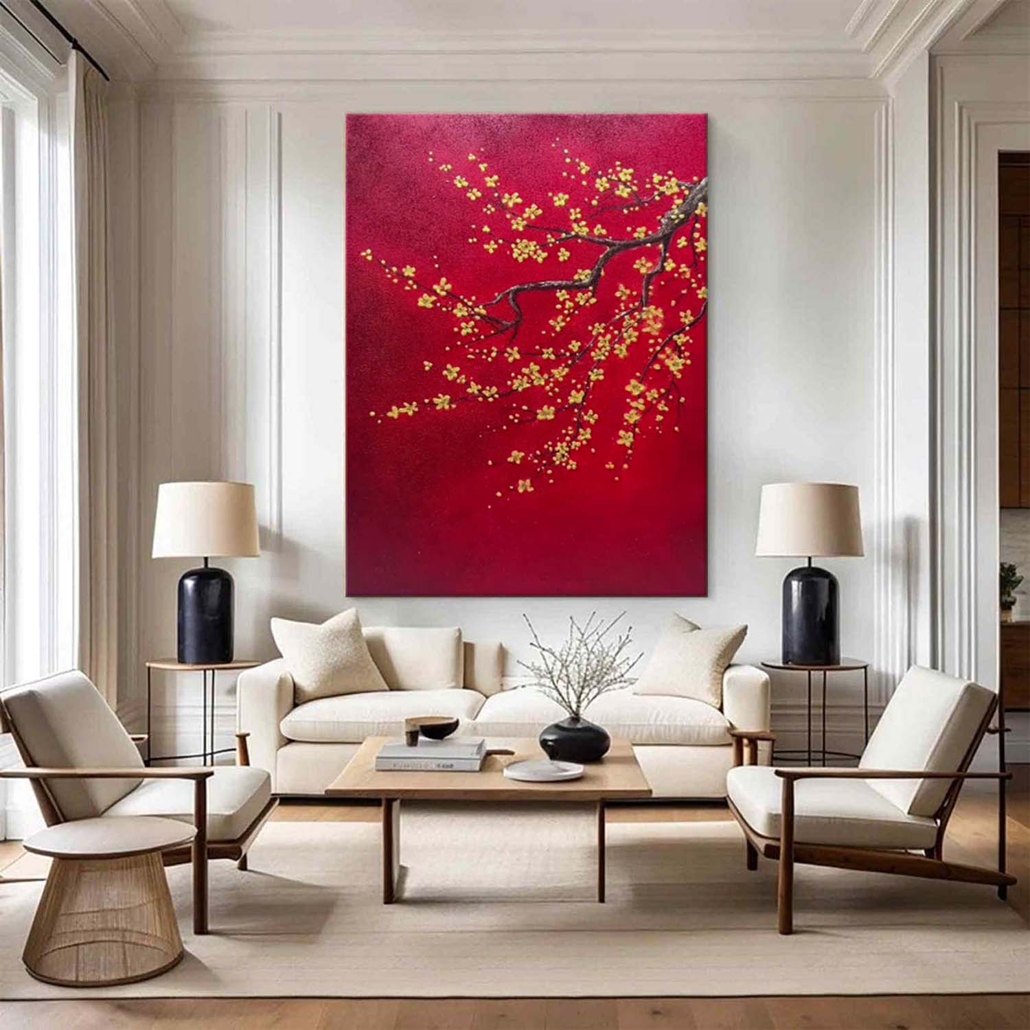 Yellow Flower Texture Painting Yellow Plum Blossom Canvas Wall Art Decoration For Sale