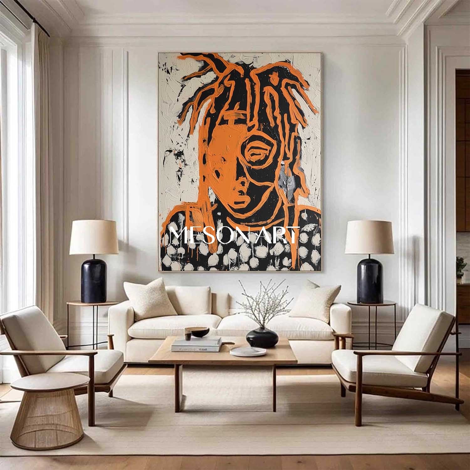 Urban Abstract Portrait Basquiat Inspired Hallway Modern Wall