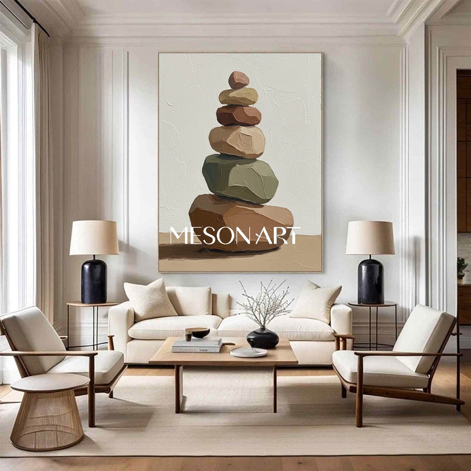 Large Minimalist Calm Still Life Wabi-Sabi Zen Art Earth Tones Canvas