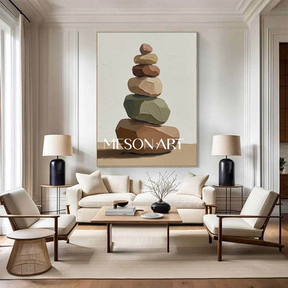 Large Minimalist Calm Still Life Wabi-Sabi Zen Art Earth Tones Canvas