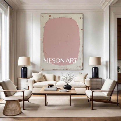 Blush Abstract Geometric Framed Canvas Oversized Bedroom Wall Art Decor