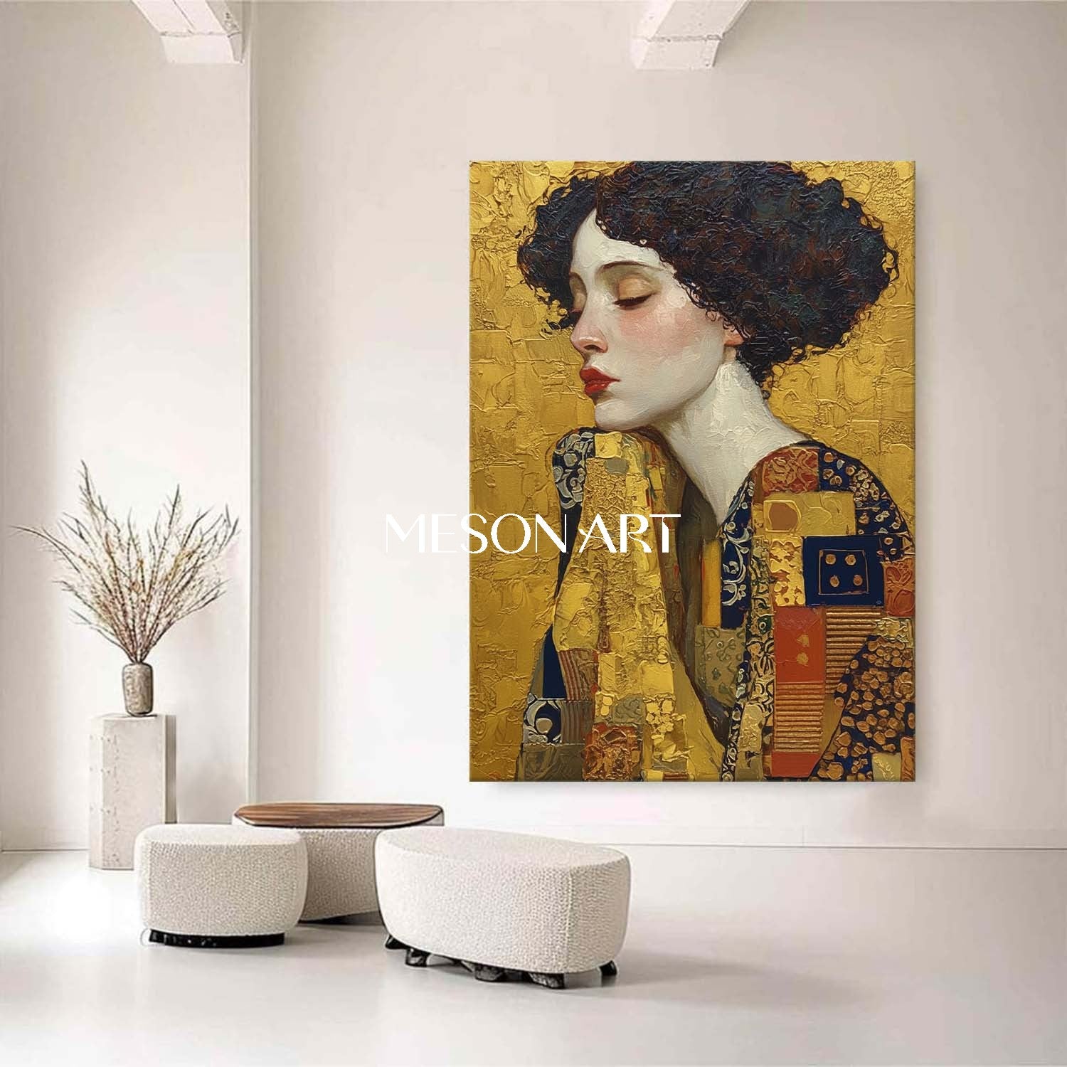 Contemporary Art Hand Painted Textured Large Framed Canvas Bedroom