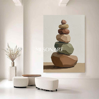 Large Minimalist Calm Still Life Wabi-Sabi Zen Art Earth Tones Canvas