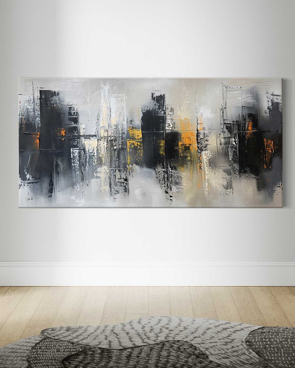 Large Grey and Black Abstract Wall Painting Grey and Black Urban Canvas Wall Art