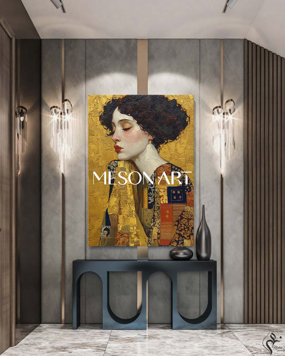 Contemporary Art Hand Painted Textured Large Framed Canvas Bedroom