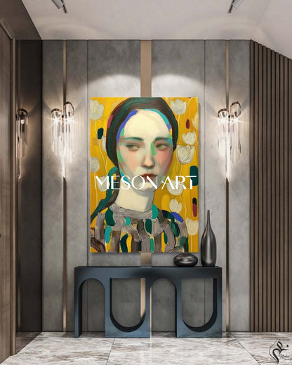 Yellow Modern Portrait Framed Canvas Oversized Living Room On Sale