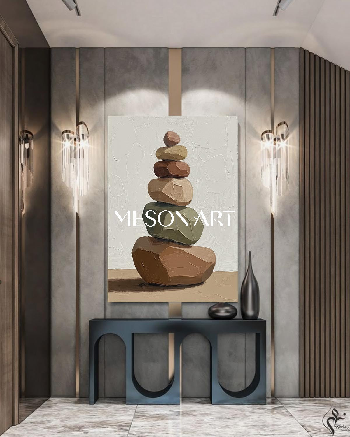 Large Minimalist Calm Still Life Wabi-Sabi Zen Art Earth Tones Canvas