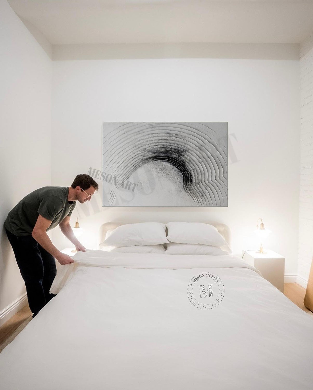 Large 3D Black and White Minimalist Paintings for Sale Black and White Textured Wall Art Decor