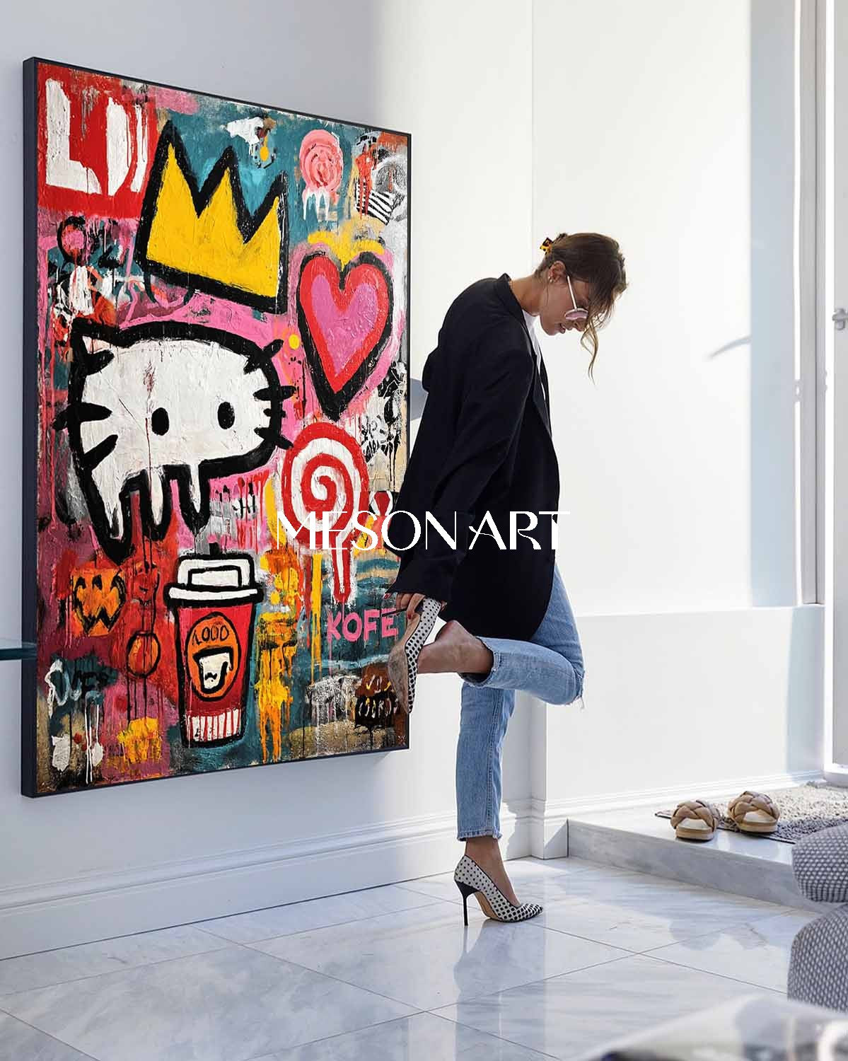 Urban Graffiti Art Neo Expressionism Coffee & Heart Symbolic Canvas