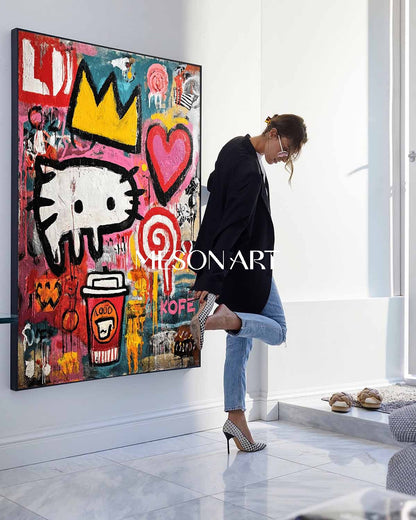 Urban Graffiti Art Neo Expressionism Coffee & Heart Symbolic Canvas