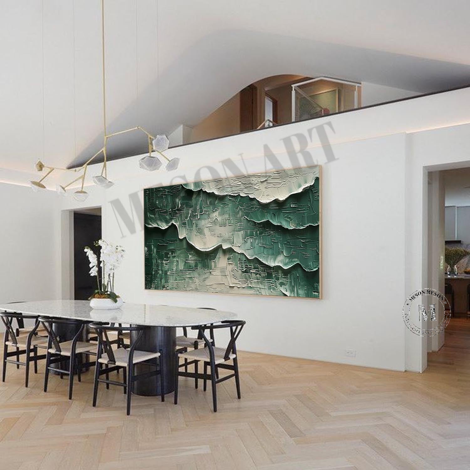 Large Green and White Abstract Wall Art for Sale White and Green Abstract Textured Canvas Painting