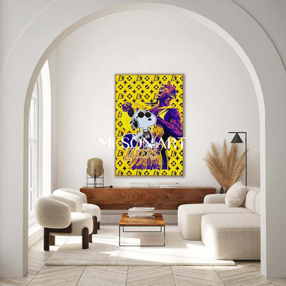 Kobe Bryant Portrait Pop Art Canvas Art Kobe Bryant Portrait Pop Cartoon Abstract Wall Decor Painting For Sale