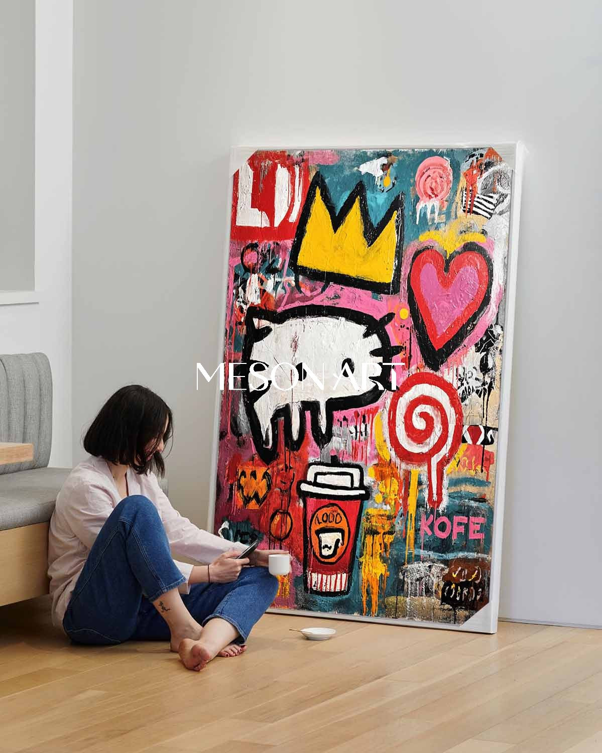 Urban Graffiti Art Neo Expressionism Coffee & Heart Symbolic