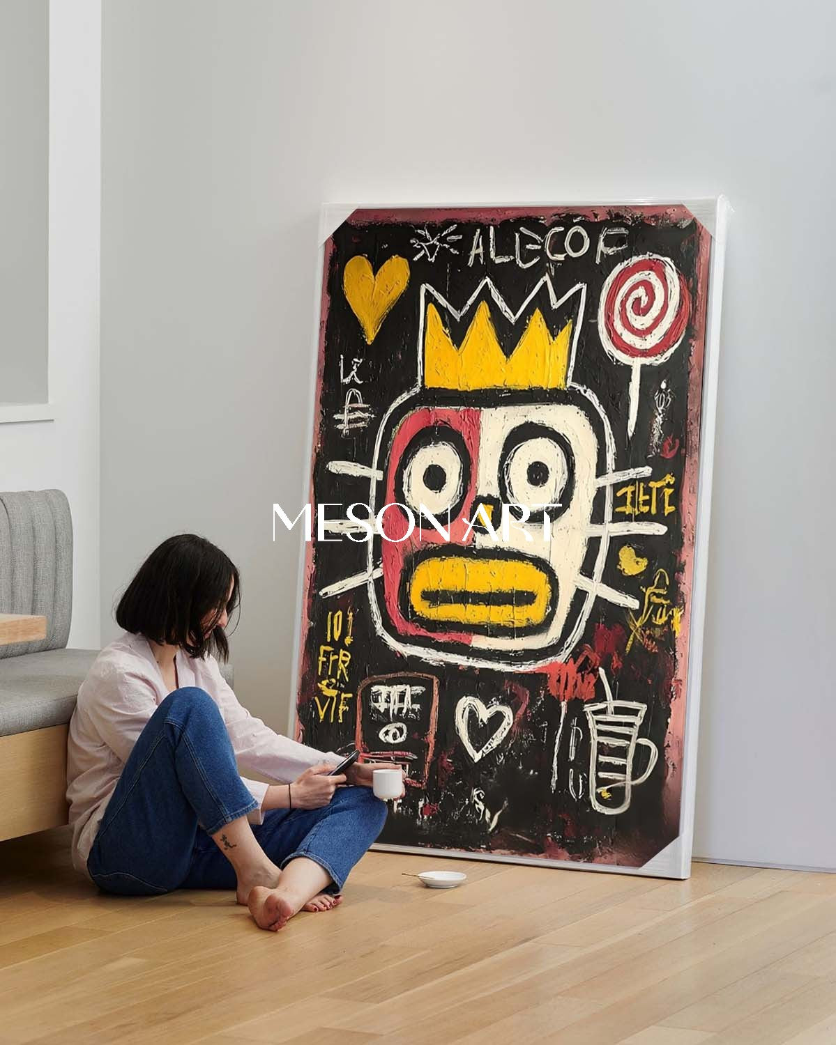 Modern Abstract Neo Expressionism Original Oil Painting Crown Canvas