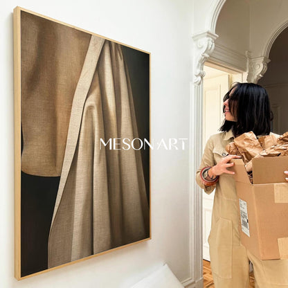 Hyperrealism Beige Shirt Painting Hyperrealism Beige Shirt Canvas Art Realistic Beige Shirt Wall Art Decor