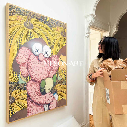 KAWS Pop Art KAWS and Yayoi Kusama Canvas Wall Art Art for Sale KAWS Paintings