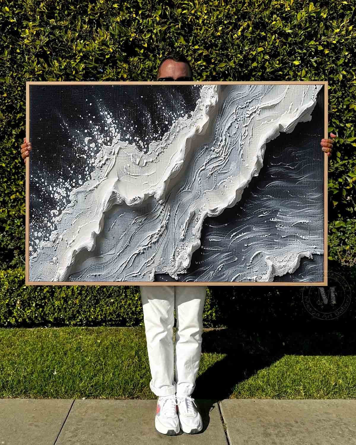 Buy Large 3D Black and White Wave Beach Landscape Canvas Wall Art Paintings at the best price only at Mesonart in the USA. Decorate your house with our best masterpiece wall art paintings.free shipping