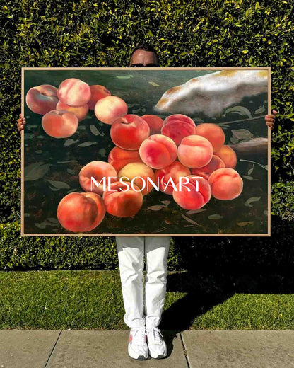 Hyperrealism Pink Peach Painting Hyperrealism Pink Peach Still Life Canvas Art Pink Peach Wall Art Decor