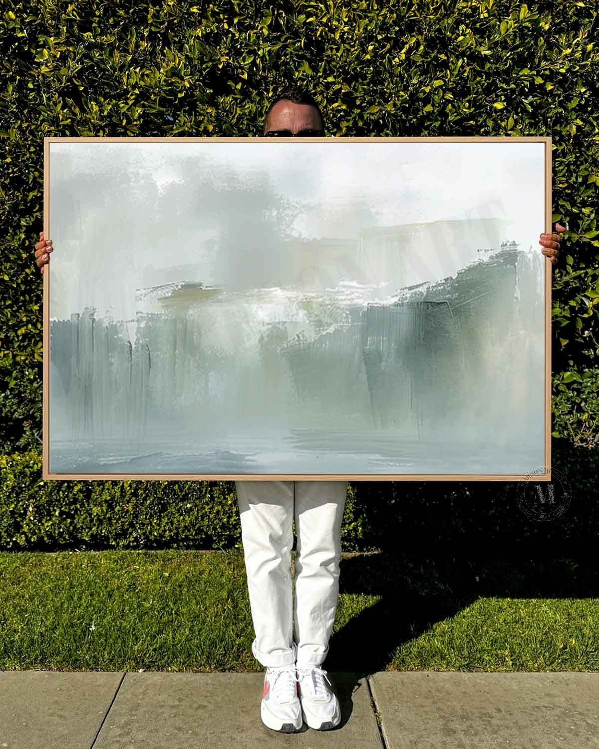 Large Light Green Abstract Art for Sale Light Green Minimalist Painting Light Green Abstract Wall Art