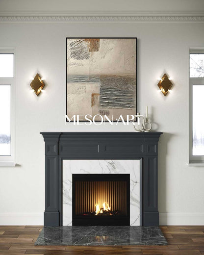 Large 3D Neutral Abstract Canvas Art Beige Texture Painting Wabi-Sabi Wall Art Decor