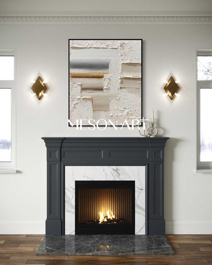 3D Creamy White Textured Painting Creamy White Abstract Canvas Art Creamy White Minimalist Wall Art