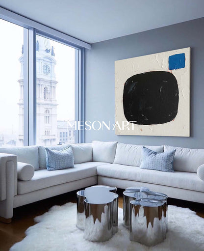 Buy Black Minimalist Abstract Oil Painting Canvas Dining Room Wall Art