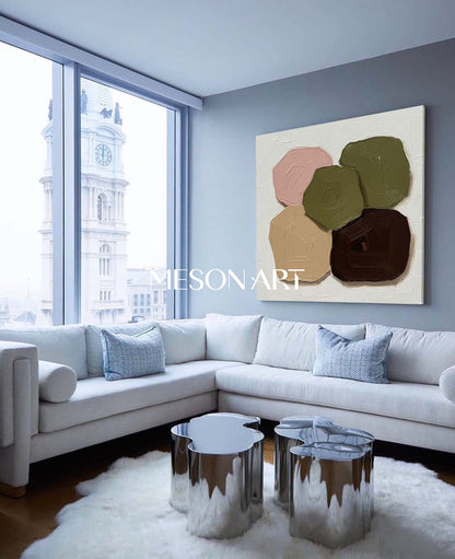 Contemporary Minimalist Abstract Geometric Hand Painted Textured Art