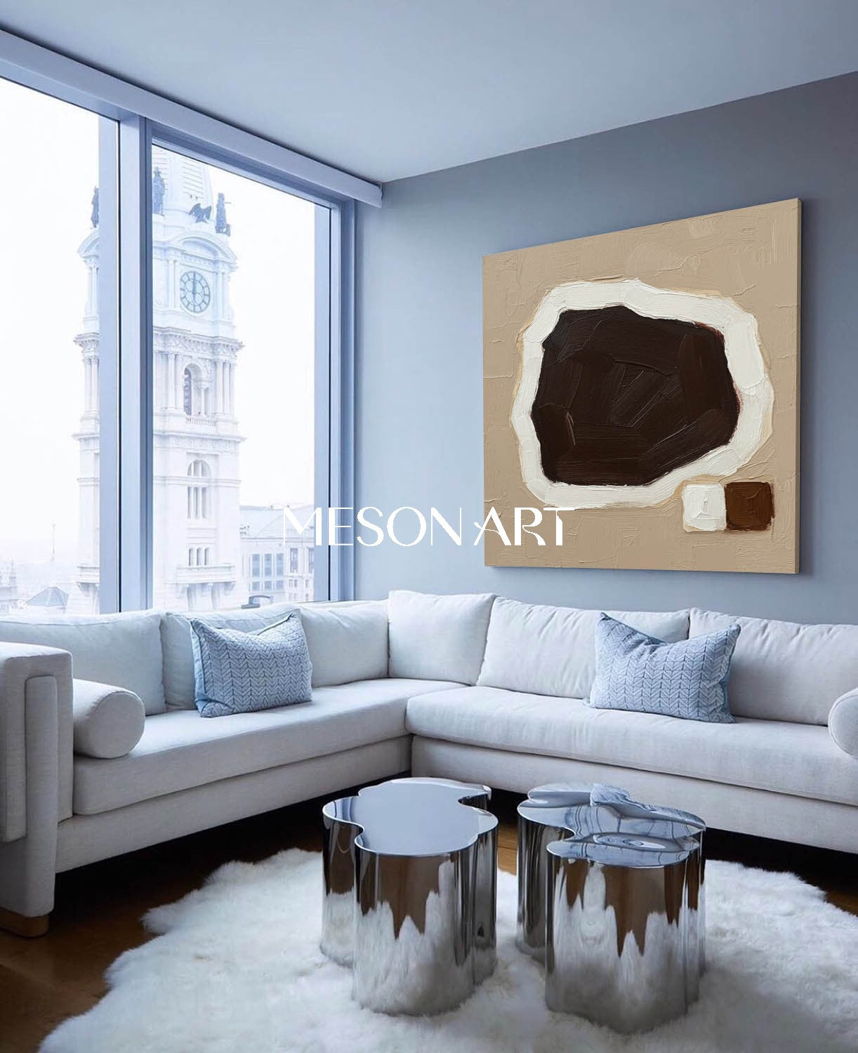 Brown Contemporary Minimalist Textured Painting Framed Canvas Entryway