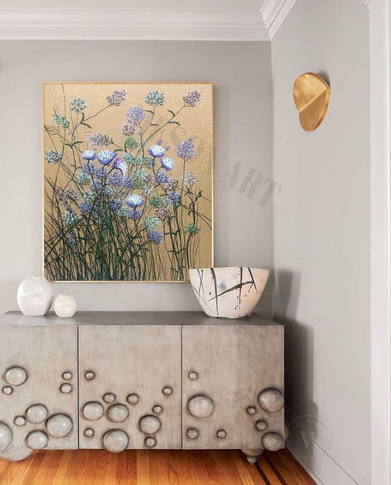 Blue Flower Texture Painting Blue Flower Art On Canvas Flower Decoration Wall Painting