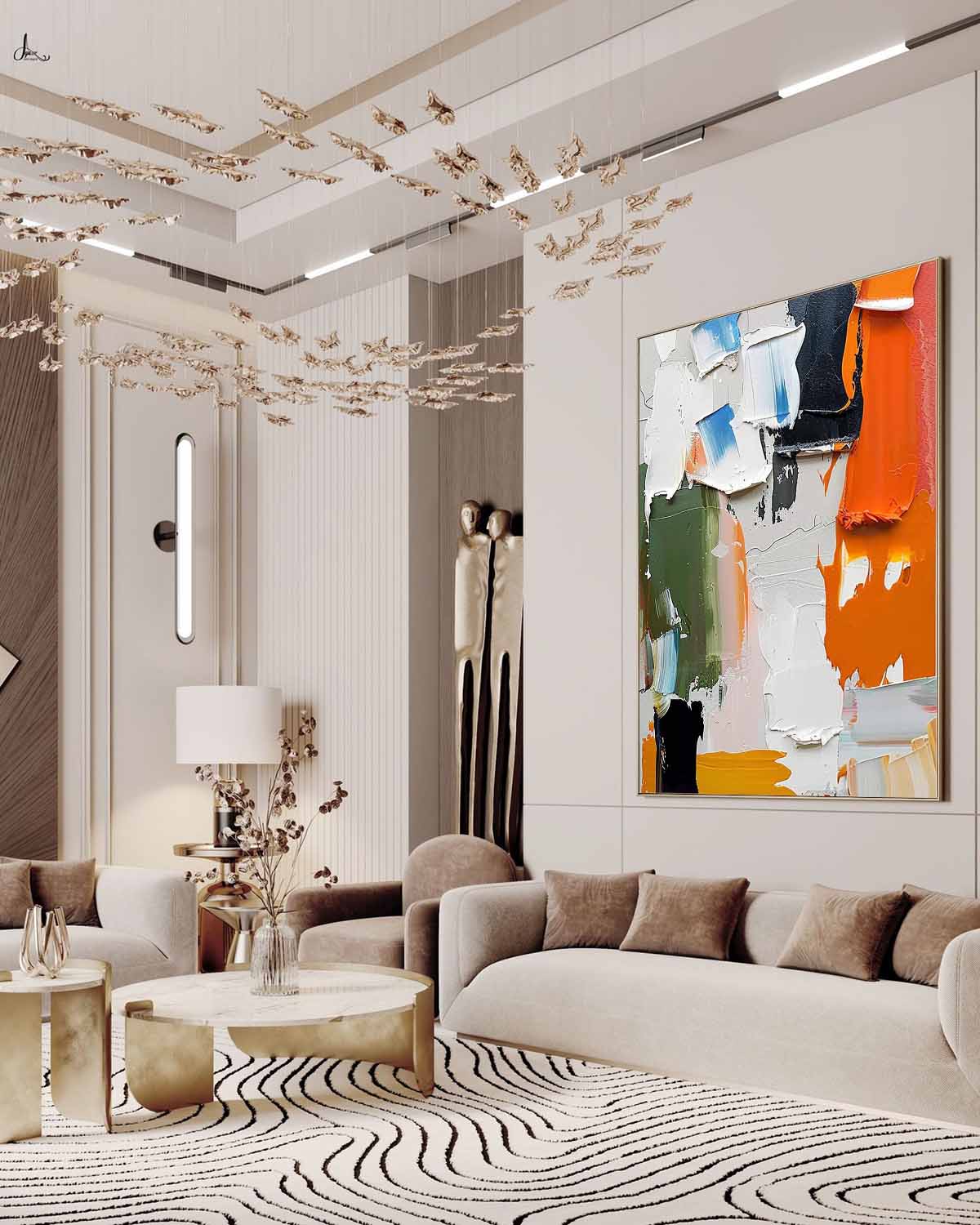 Large Colorful Textured Painting on Canvas Colorful Abstract Art for Sale Modern Textured 3D Wall Art Decoration