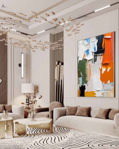 Large Colorful Textured Painting on Canvas Colorful Abstract Art for Sale Modern Textured 3D Wall Art Decoration
