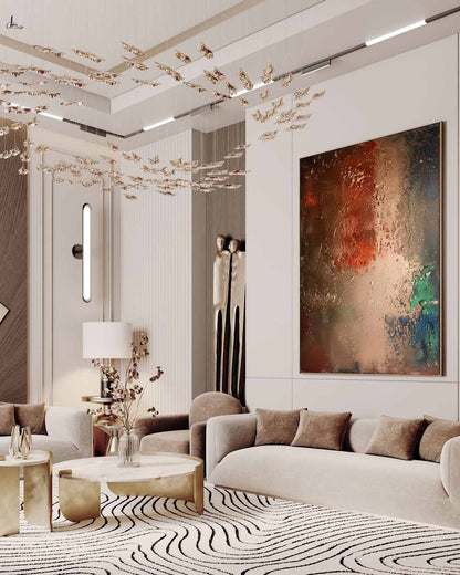 Large Gold Textured Abstract Art Wabi-Sabi Wall Art Decor Gold Abstract Minimalist Oil Painting On Canvas