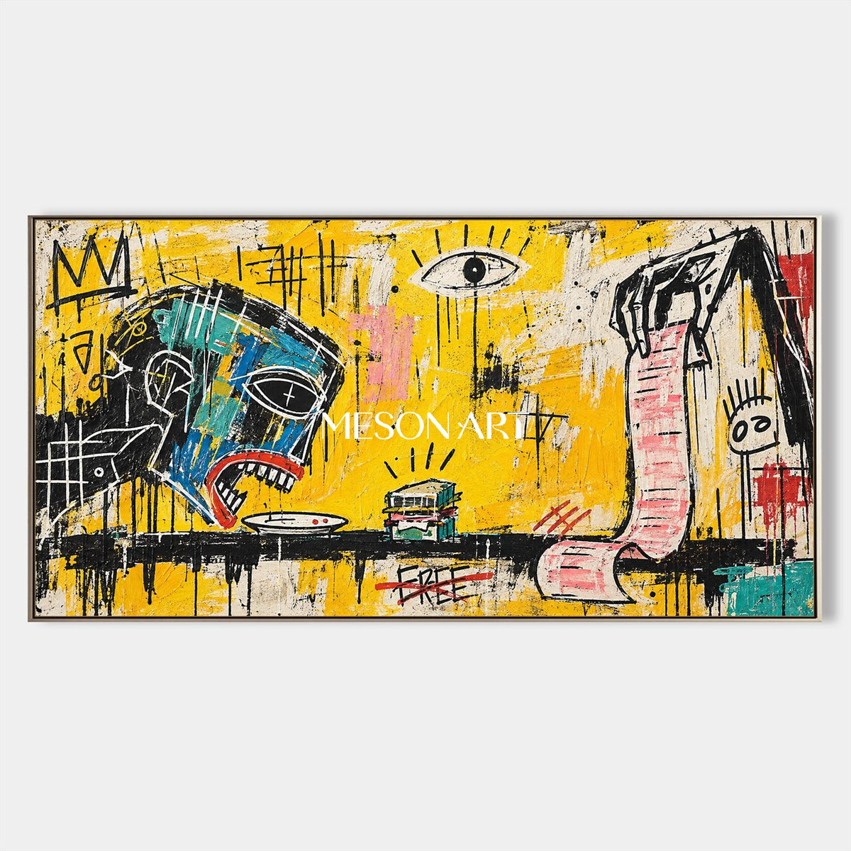 Yellow And Black Abstract Graffiti Pop Art Panoramic Wall Decor For Living Room Original Artist By Mesonart