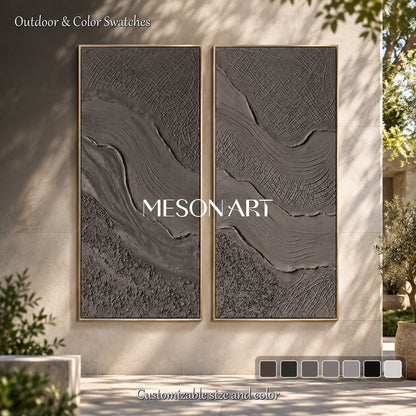 Black And Gray 3D Textured Painting Rectangular Wall Art For Living Room Original Artist By Mesonart