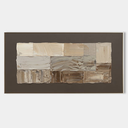 Large Textured Abstract Painting With Earthy Tones For Modern Home Decor