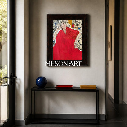 Red Figurative Contemporary Painting Original Artwork Rectangular Wall Art Gallery Piece By Mesonart