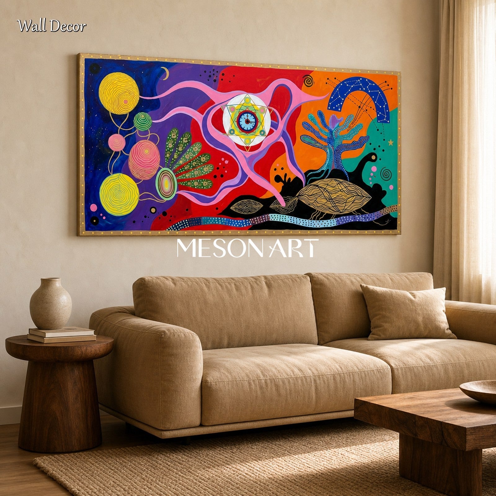 Large Surrealist Art Painting With Cosmic Eye For Living Room Decor
