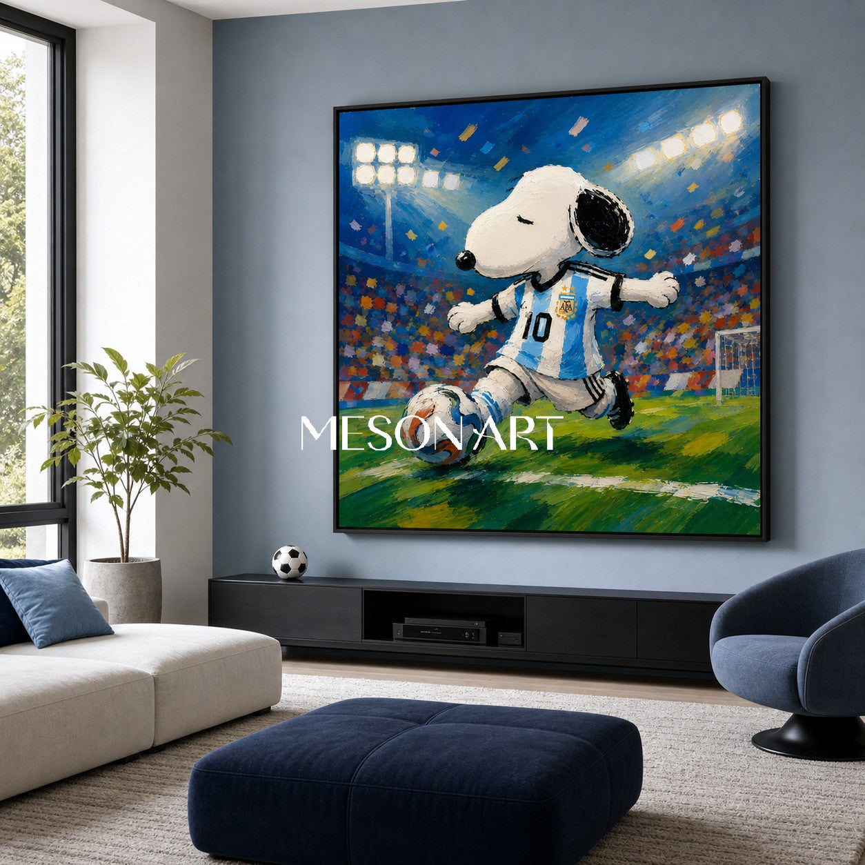 Snoopy Argentina Jersey Football Art For Kids Room Decor With Vibrant Colors