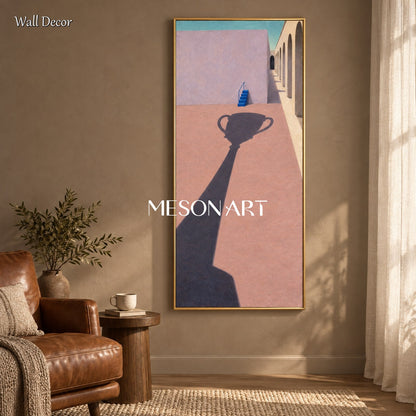 Pink And Blue Surrealist Architecture Painting Panoramic Original Artist Large Wall Art For Living Room By Mesonart
