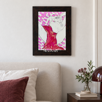 Pink And Red Figurative Expressionism Portrait Painting Original Artwork By Mesonart