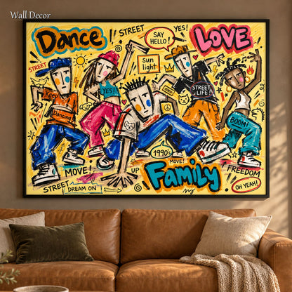 Yellow Graffiti Painting Rectangular Wall Art Original Artist Hand Painted By Mesonart