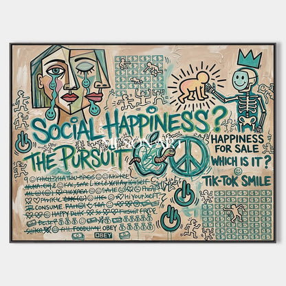Modern Pop Art Painting With Social Commentary For Living Room Decor