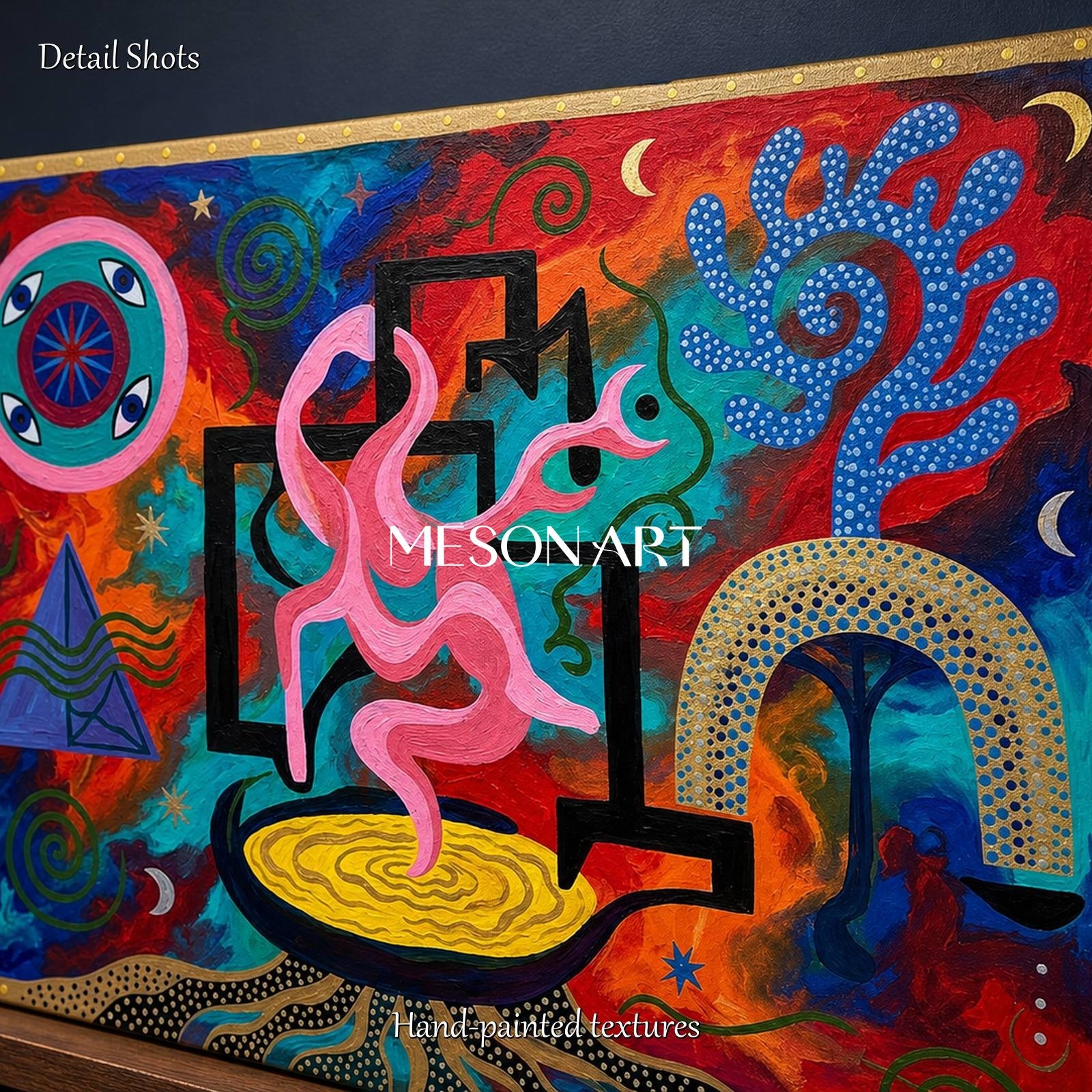 Surrealist Abstract Art With Bold Colors And Fluid Forms For Eclectic Living Rooms