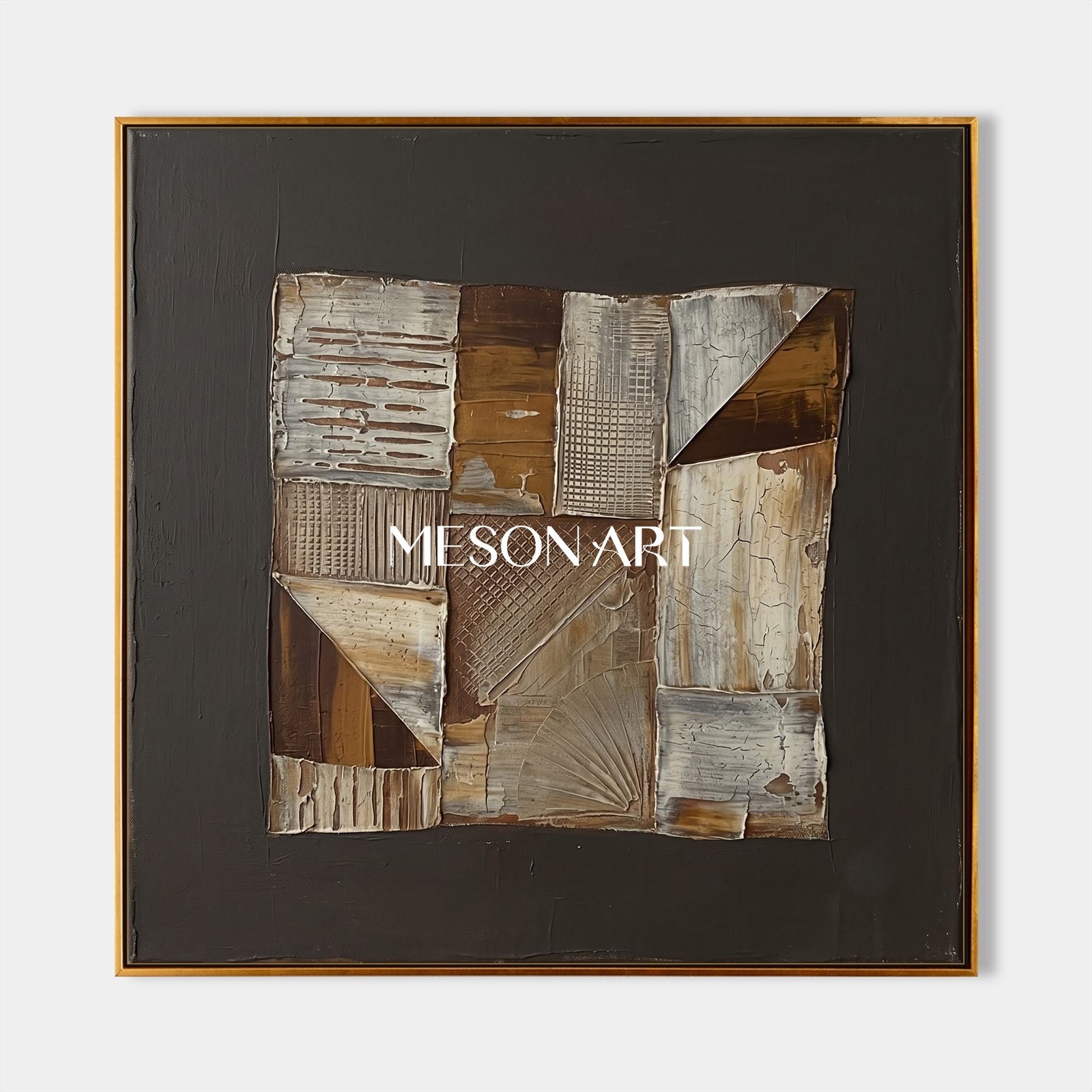Wabi-Sabi Abstract Art With Textured Relief For Modern Living Room Decor