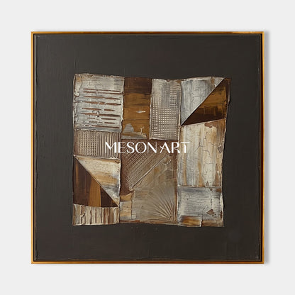 Wabi-Sabi Abstract Art With Textured Relief For Modern Living Room Decor