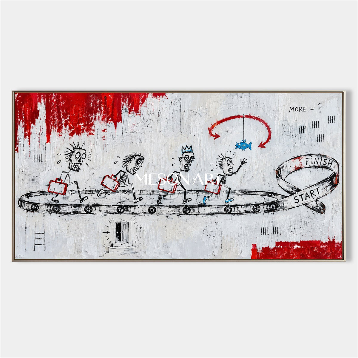 Red And White Abstract Painting Original Hand Painted Contemporary Art For Living Room By Mesonart